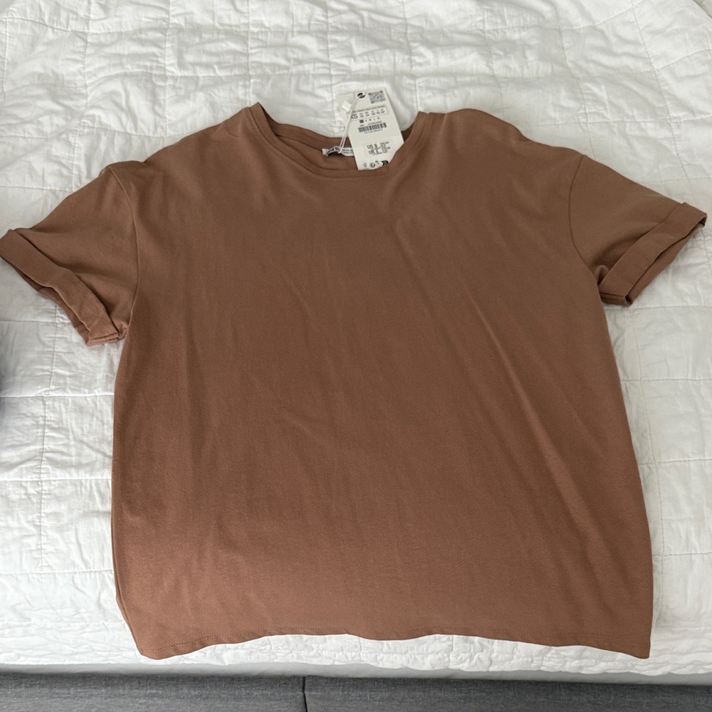 Zara Brown Short Sleeve T-Shirt 100% cotton